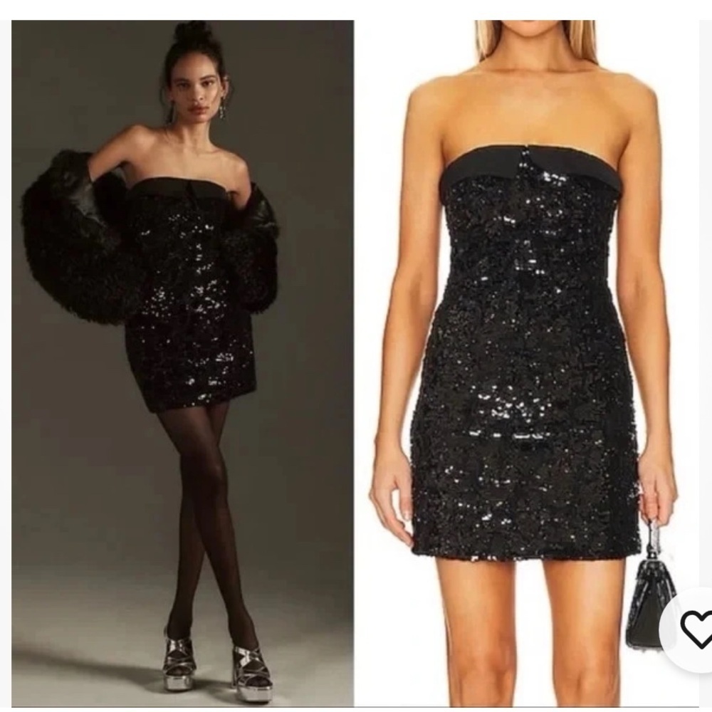NWT Anthropologie Le Superbe Nominee Tux Mini Dress 10 Black Sequin Cocktail